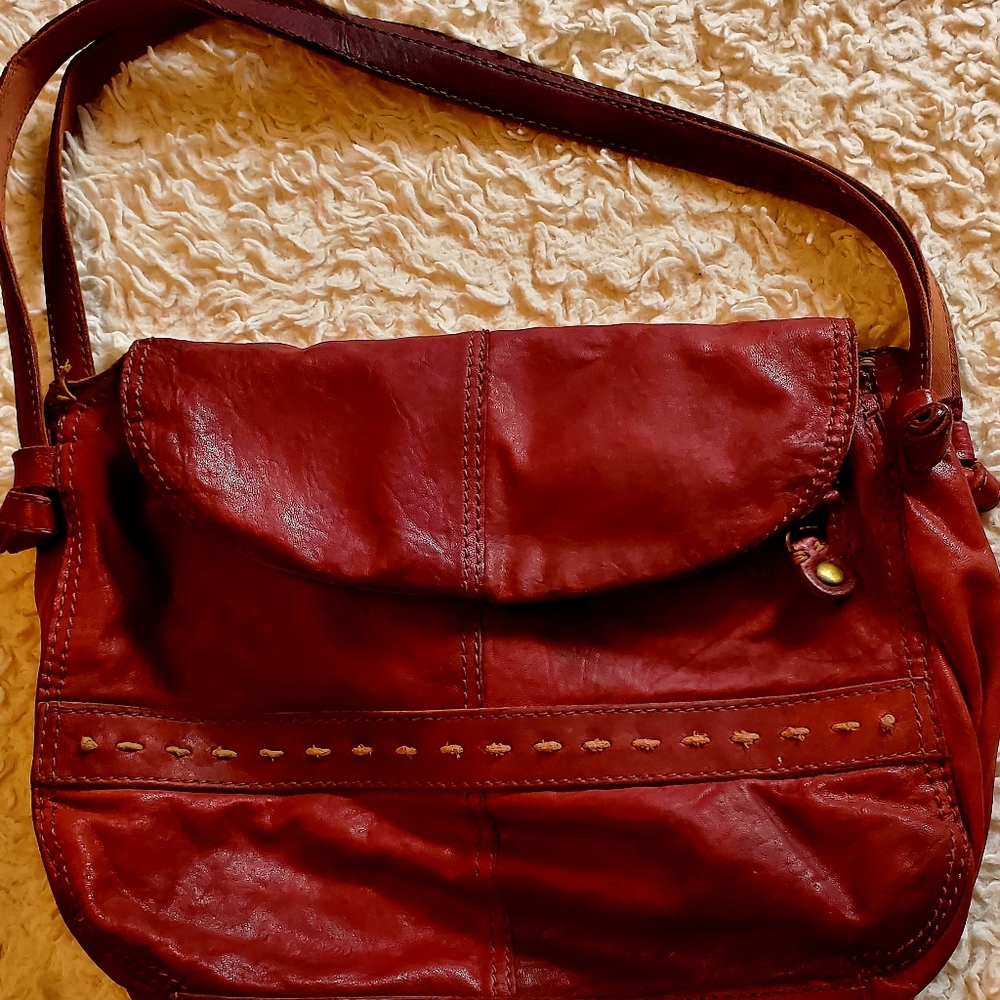 Italian leather red purse boho styl